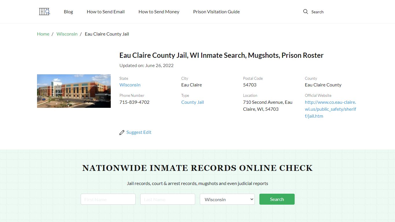 Eau Claire County Jail, WI Inmate Search, Mugshots, Prison ...